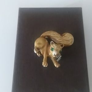Gerry's vintage bejeweled enamel pin - squirrel